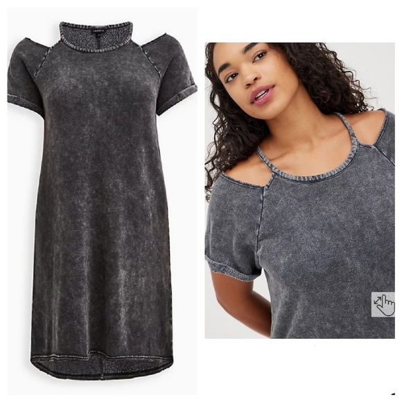 Torrid Fleece Cold Shoulder Dress - Picture 1 of 6